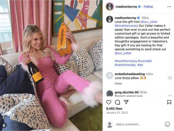Madison LeCroy for Our Cellar — collaborated with an influencer agency on brand-side strategy, resulting in organic pickup from Us Weekly.