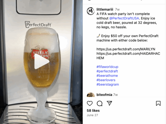 Marilyn (@littlemariii) for PerfectDraft — led sourcing and end-to-end campaign management for a regional Miami activation, including content oversight and affiliate gifting strategy.